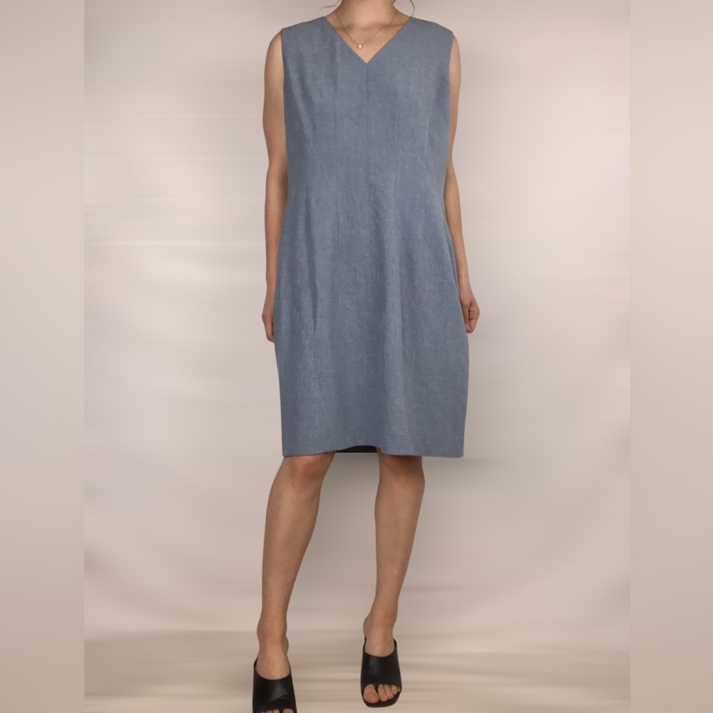 NWT Preston and York Sleeveless Mini V Neck Pleated‎ Dress Riviera Size 16 - Picture 3 of 9